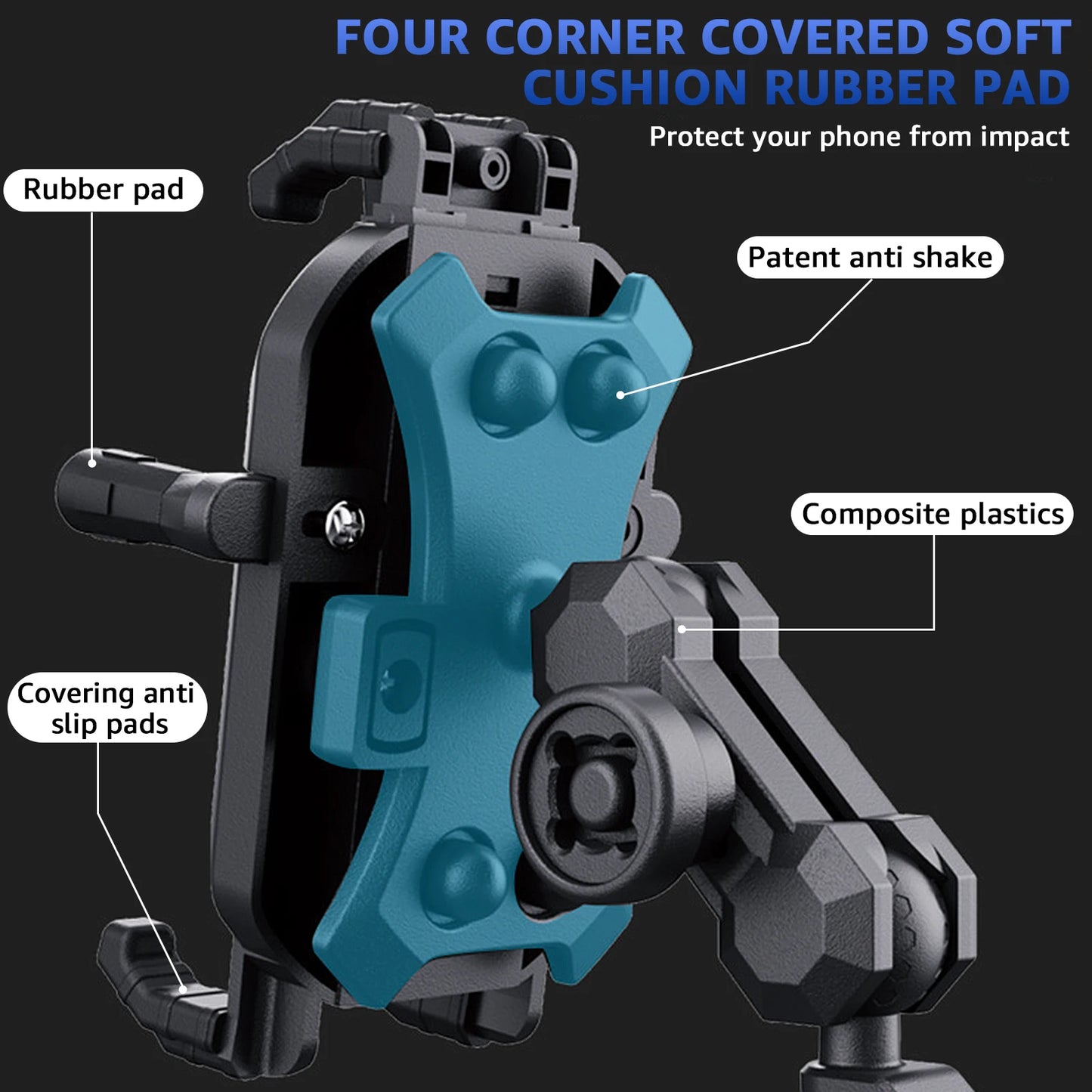 Motorcycle Phone Mount — 1s Quick-Release, Anti-Vibration