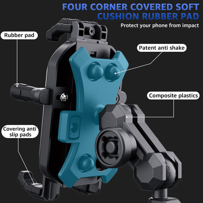 Motorcycle Phone Mount — 1s Quick-Release, Anti-Vibration