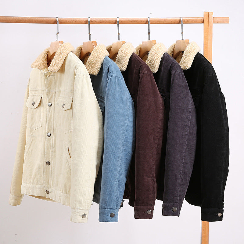 Corduroy Padded Coat — Lamb-Wool Lined, Retro Workwear