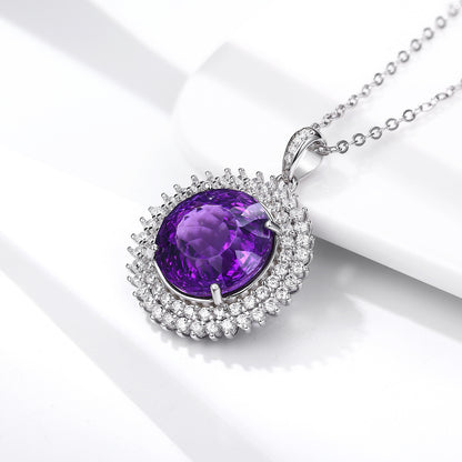 Amethyst Bird's Nest Pendant — 925 Silver Necklace