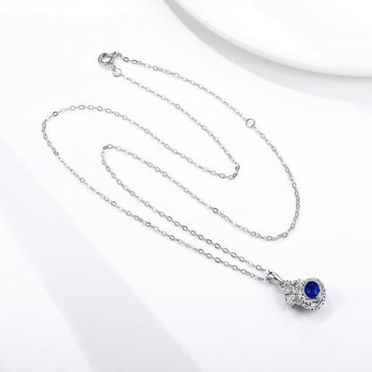 Sapphire Blessing Bag Pendant — 925 Silver Necklace