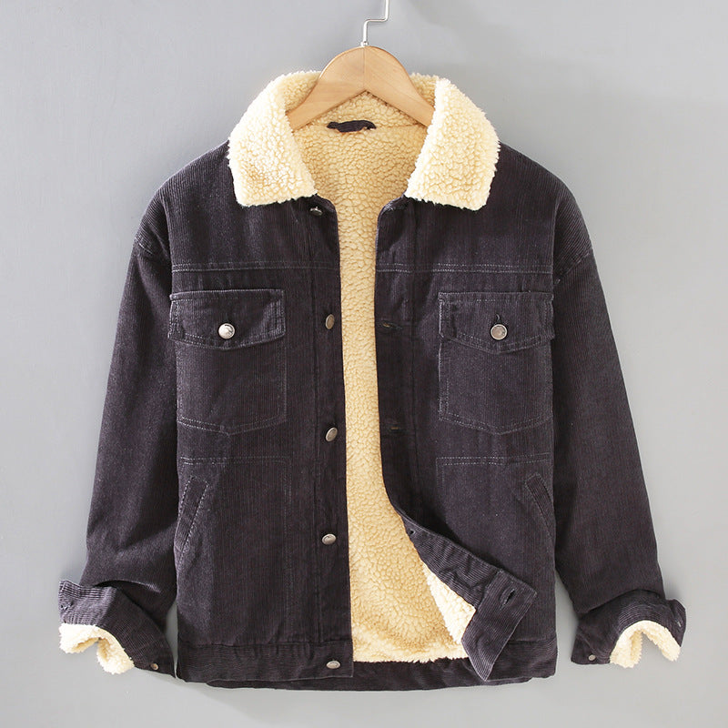 Corduroy Padded Coat — Lamb-Wool Lined, Retro Workwear