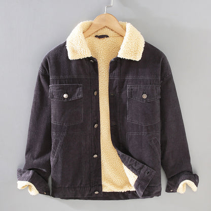 Corduroy Padded Coat — Lamb-Wool Lined, Retro Workwear