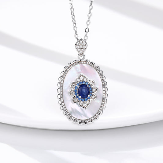 Blue Sapphire Diamond Pendant — 925 Silver Party & Wedding