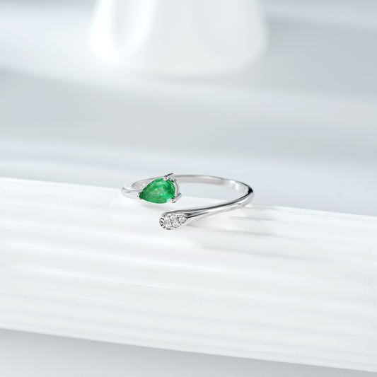 Emerald Adjustable Ring — Minimal 925 Silver Everyday