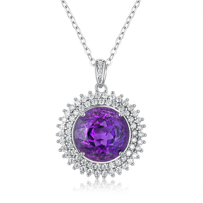 Amethyst Bird's Nest Pendant — 925 Silver Necklace