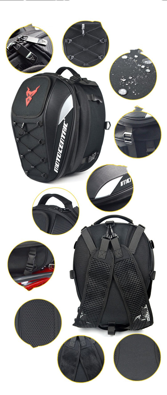 Motorcycle Tail Bag — Large Capacity, Rear Helmet Bag