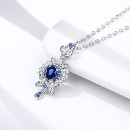 Floral Sapphire Pendant — 925 Silver Luxury Necklace