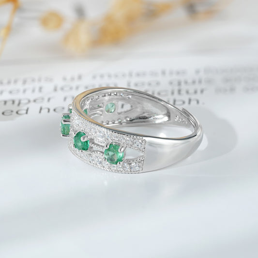 Emerald Row Stackable Ring — Minimalist 925 Silver