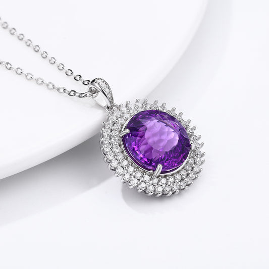 Amethyst Bird's Nest Pendant — 925 Silver Necklace