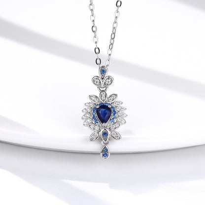 Floral Sapphire Pendant — 925 Silver Luxury Necklace
