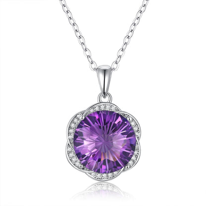 Floral Amethyst Pendant — 925 Silver Luxury Necklace