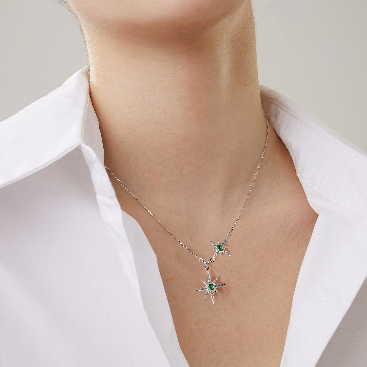 Star Charm Chain Necklace — 925 Silver for Women