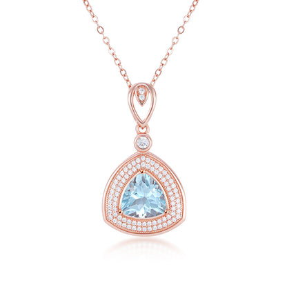 Blue Topaz Triangle Pendant — 925 Silver Collar Chain