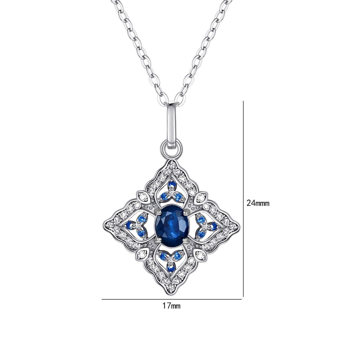 Hollow Sapphire Pendant — 925 Silver Retro Geometric